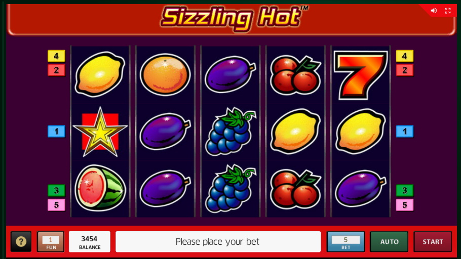 Sizzling Hot grafički interfejs slot igre