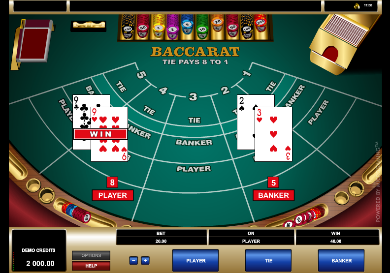 Baccarat - grafički interfejs igre by Microgaming