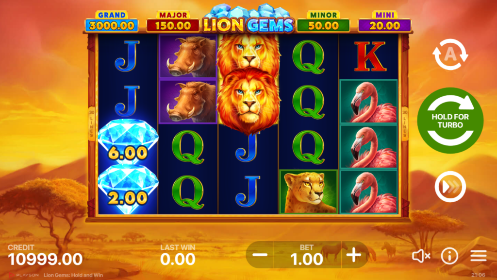 Lion Gems: Hold & Win Gameplay