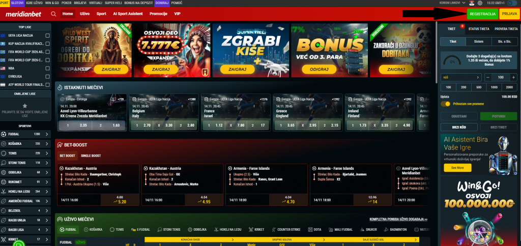 Meridian bet registracija