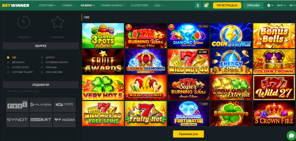 Betwinner kazino slot igre