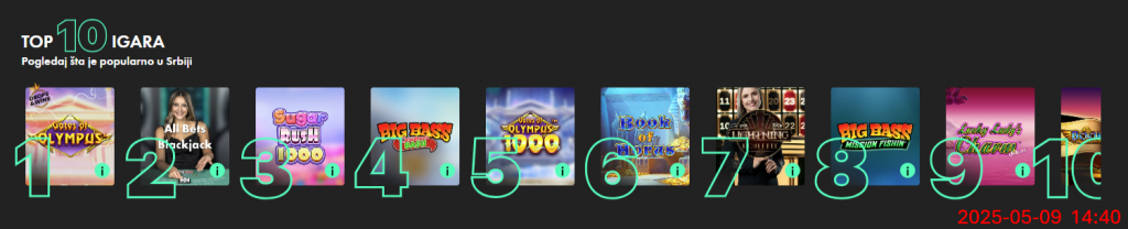 Top 10 igara na bet365 u Srbiji