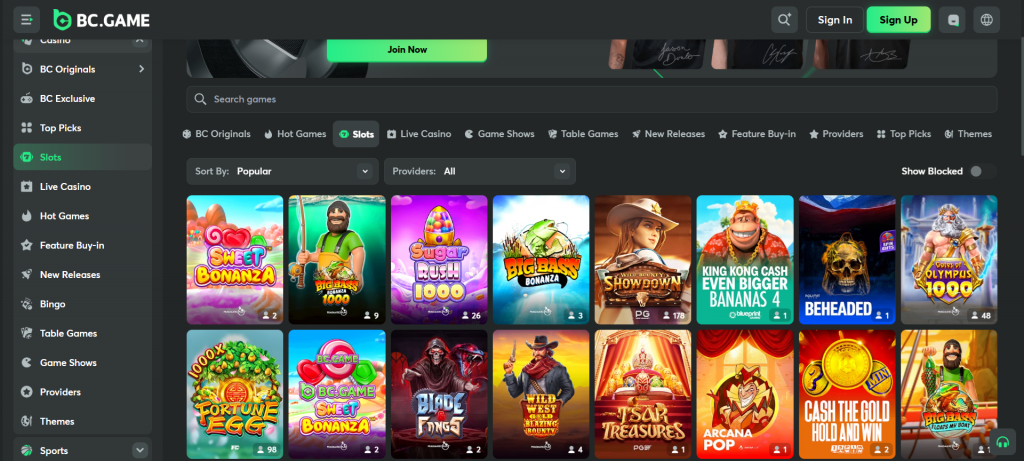 BC Game Slot games
