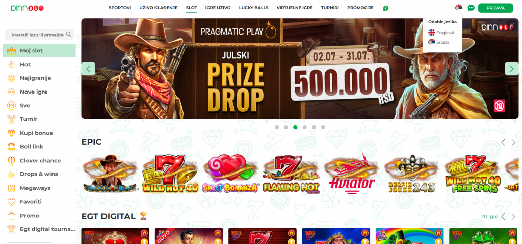 Pinnbet kazino slot igre