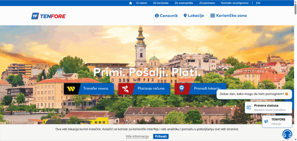 Tenfore metod uplate