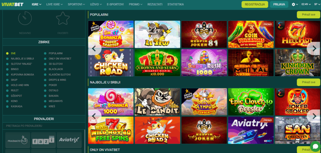 Vivatbet kazino igre
