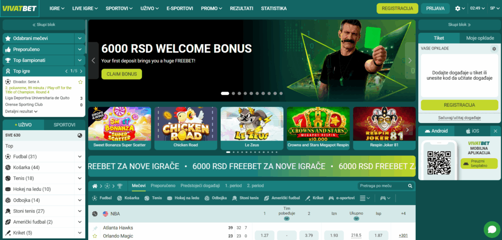 Vivatbet kazino početna strana