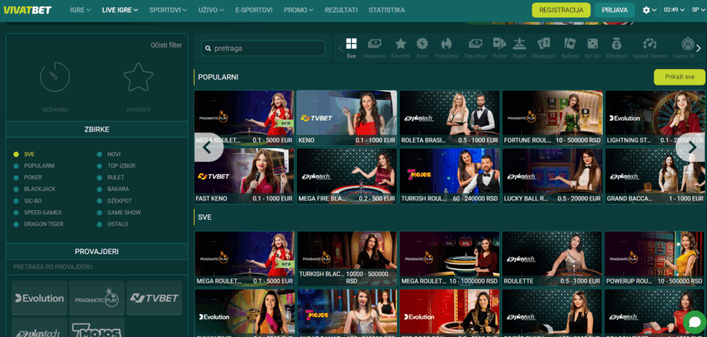Vivatbet kazino uživo igre