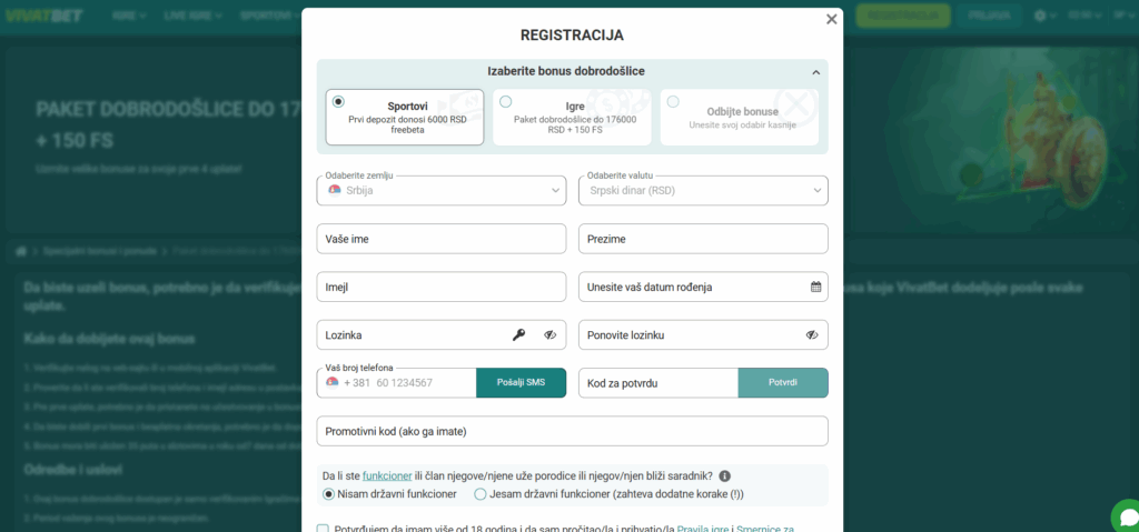Vivatbez kazino registracija