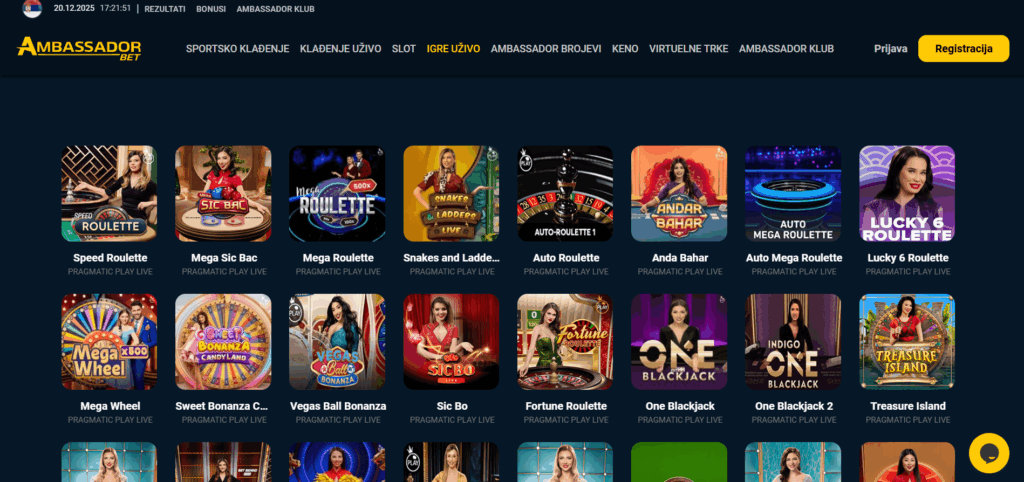 Ambassadorbet kazino uživo