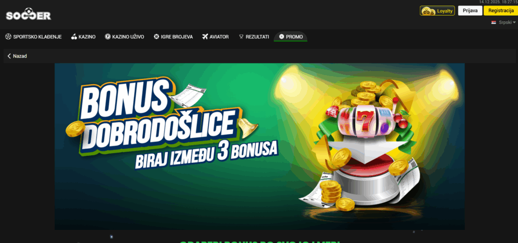 Soccerbet bonus dobrodošlice