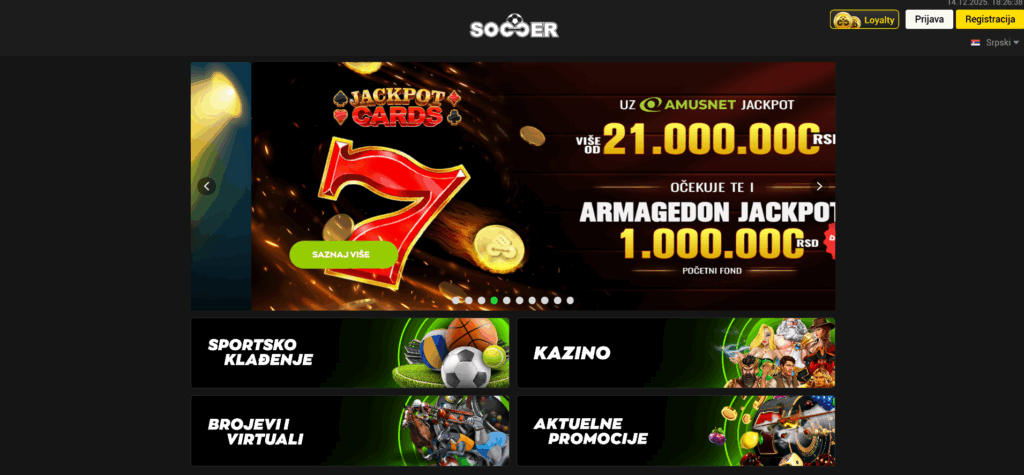 Soccerbet kazino početna stranica